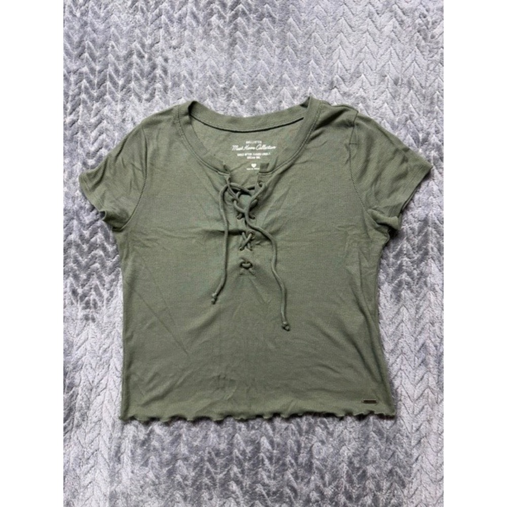 Hollister Must Have Collection Olive Green Ribbed Lace Up Top Small 0620